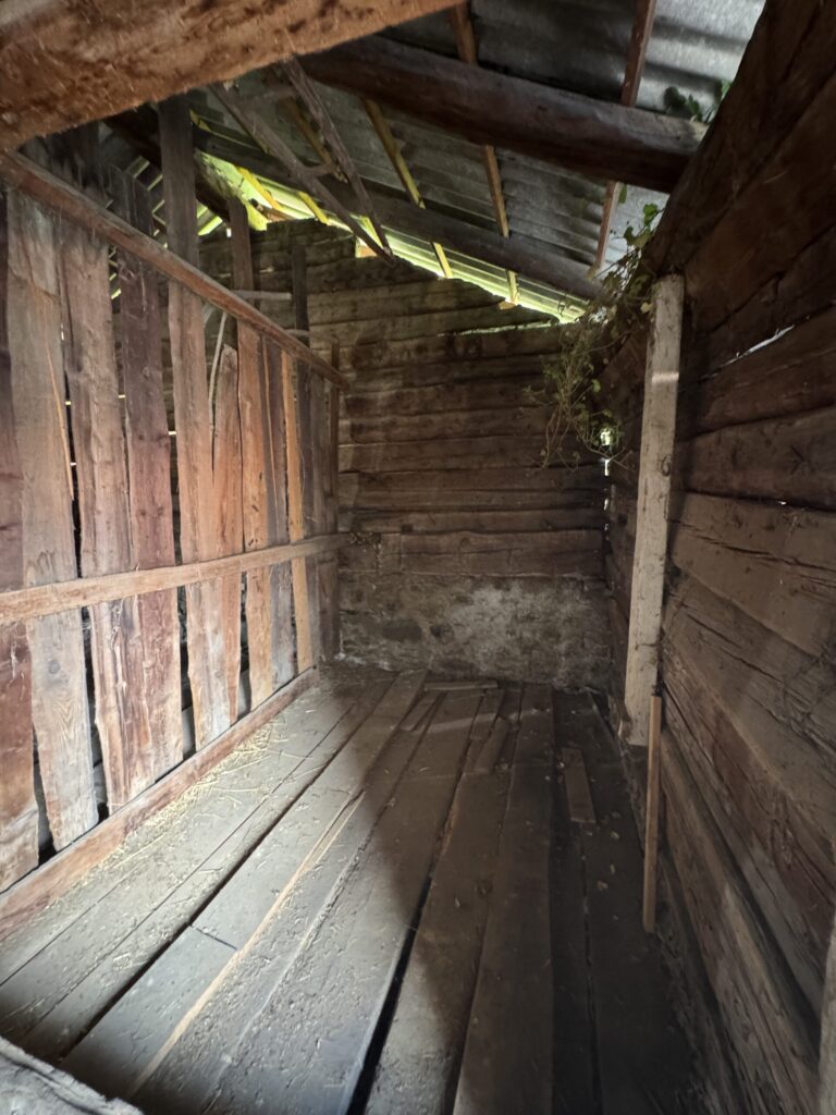 Dunkler Holzschuppen