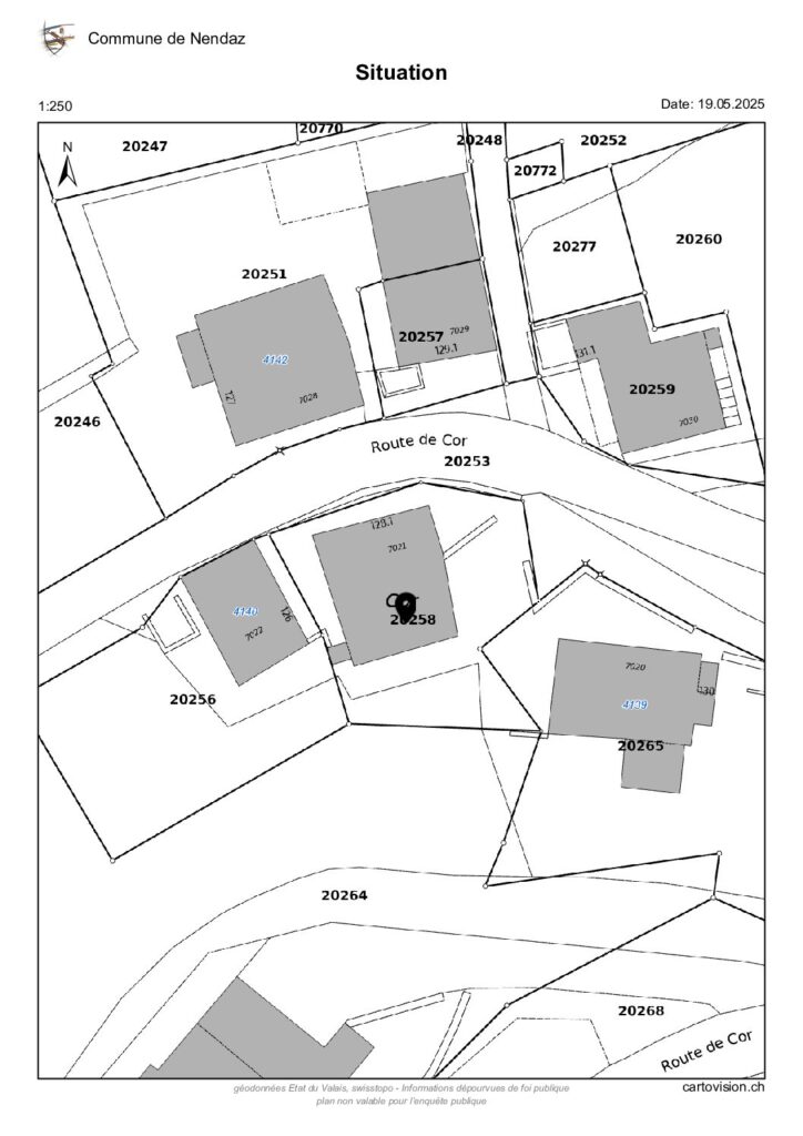 Lageplan mit Parzellen und Gebäuden